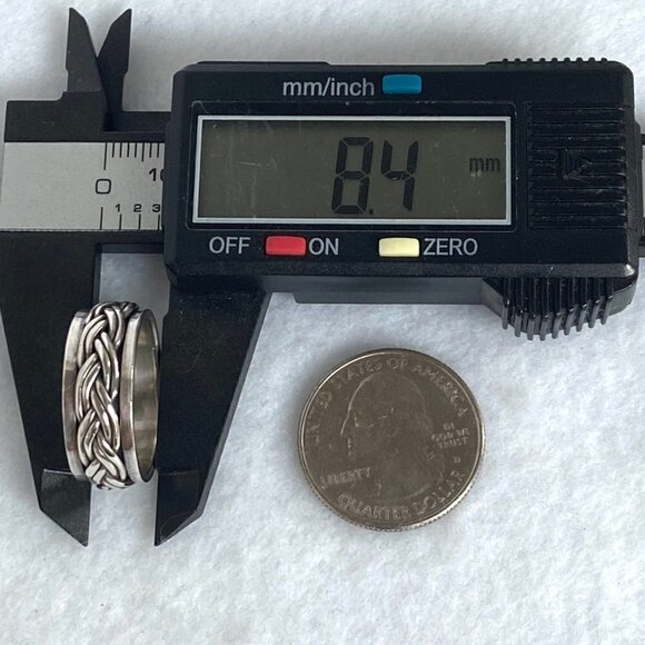 Sterling Silver 925 8MM Unisex Braided Rope Wide Band Spinner Ring Size 8.25 8g - Picture 13 of 16